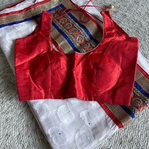 Red and White traditional saree